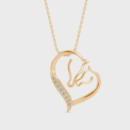 Enrich Heart Diamond Pendant-Golden