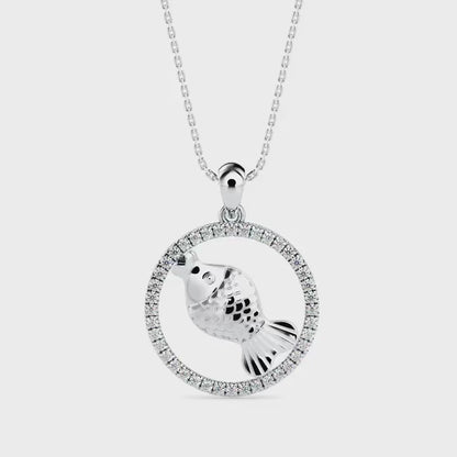 Squirtle Diamond Charm Pendant-Silver