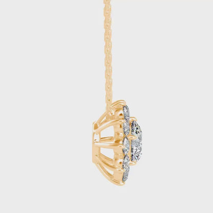 Burnt Solitaire Diamond Pendant-Golden