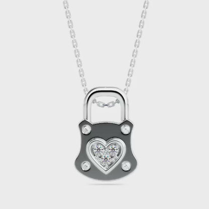 Yoke Heart Diamond Pendant-Silver