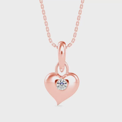 Heart Diamond Charm Pendant-Rose Gold