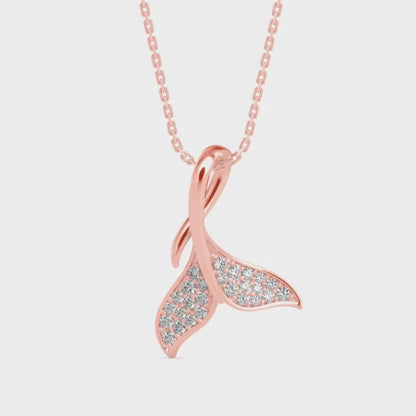 Diamond Fin Charm Pendant-Rose Gold