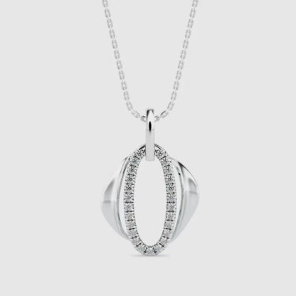 Ovate Charm Diamond Pendant-Silver