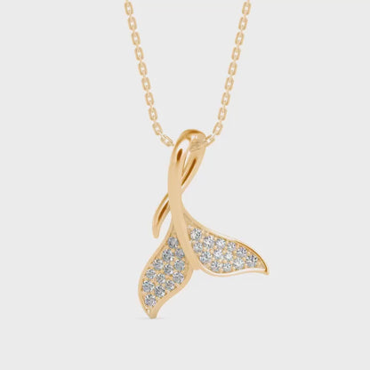 Diamond Fin Charm Pendant-Golden
