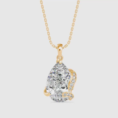 Foxy Pear Diamond Pendant-Gold